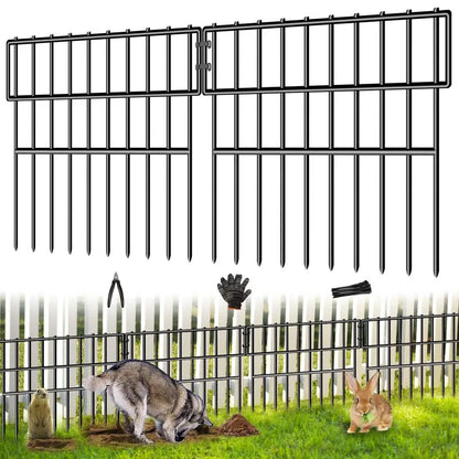 13inH Animal Barrier Fence, 28 Panels No Dig Fence for Dogs, 1.52IN Gap Anti Digging Dog Barrier, Rustproof Metal Garden
