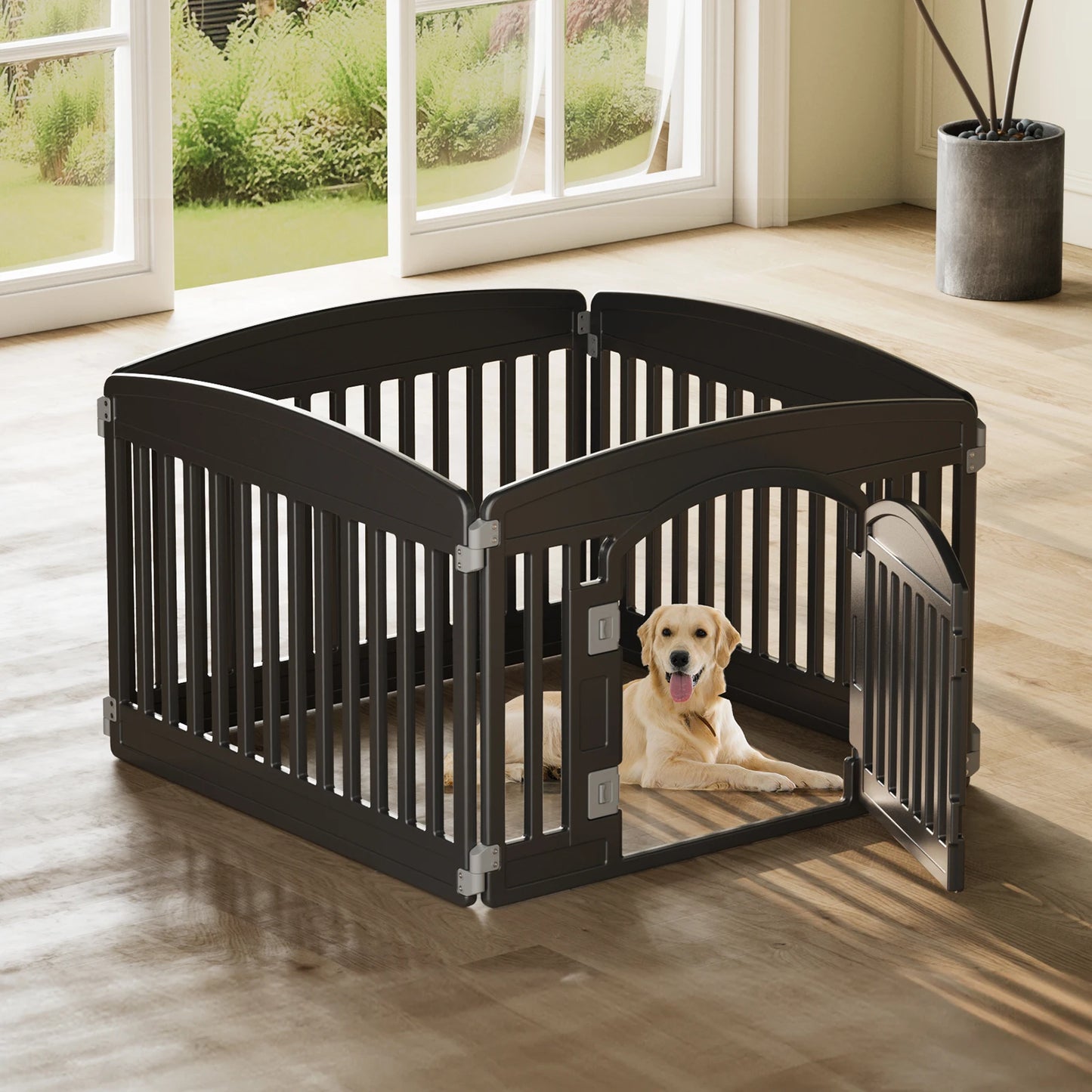 JHK Plastic Dog Playpen 6 Panel 24IN Expandable & Durable