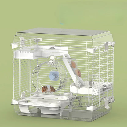 48cm Transparent Hamster Cage Acrylic Luxury Villa Spacious Habitat Breathable Home for Golden Hamster Supplies