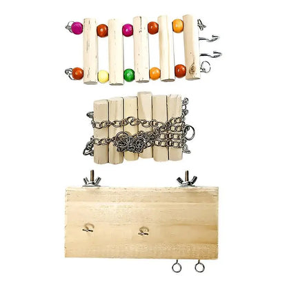 Bird Swing Perch Cockatiel Swing With Climbing Ladder Parrot Chew Toys For Parakeets