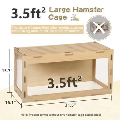 Wooden Hamster Cage Chewproof Bigger World - 32 Large Hamster Cages and Habitats with Openable Top and 3 Side Acrylic Sheets Id