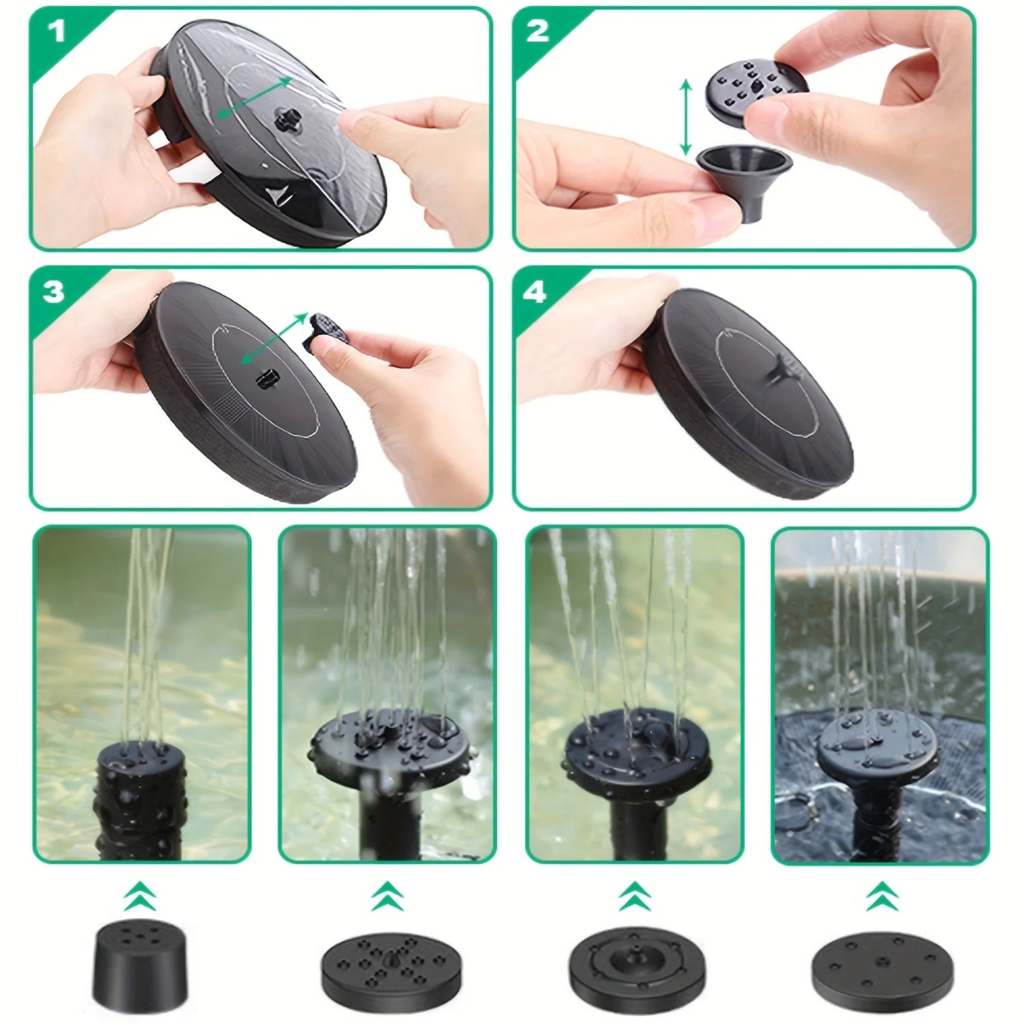 Solar Water Fountain for Garden, Outdoor Pond & Bird Bath Decor, Mini Solar-Powered Fountain Pump Kit for Pool Waterfall