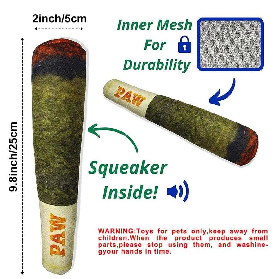 Funny Interactive Dog Toys - Plush Cigar Design that Squeaks