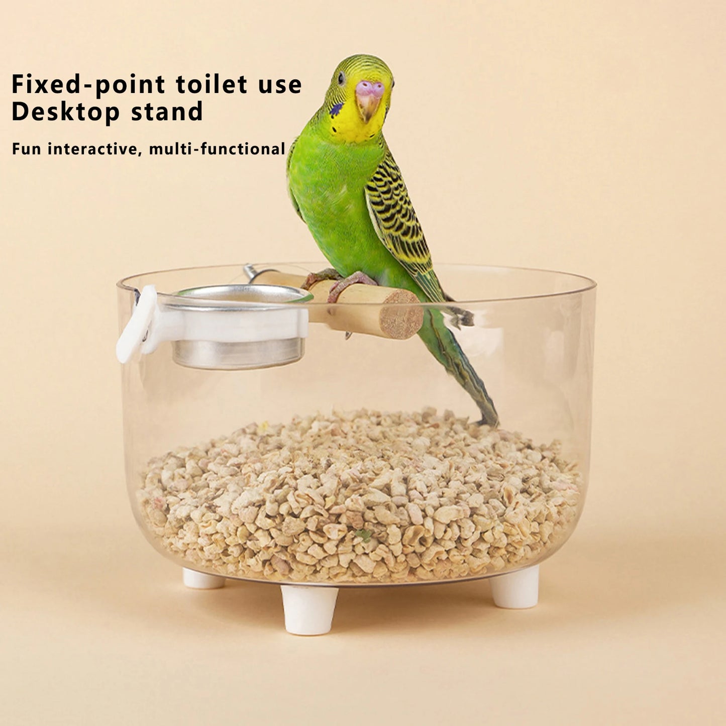 Portable Bird Training Stand with Poop Tray Adjustable Parrot Perch Platform for Cage Accessories and Rest Area
