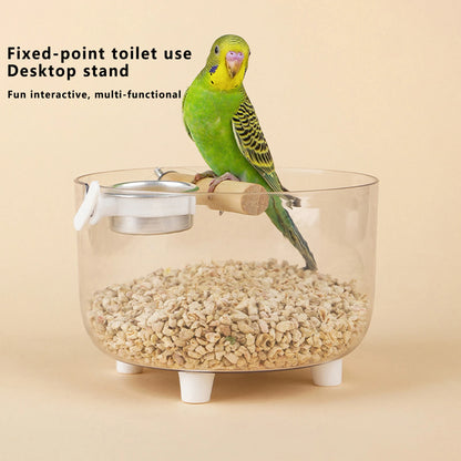 Portable Bird Training Stand with Poop Tray Adjustable Parrot Perch Platform for Cage Accessories and Rest Area